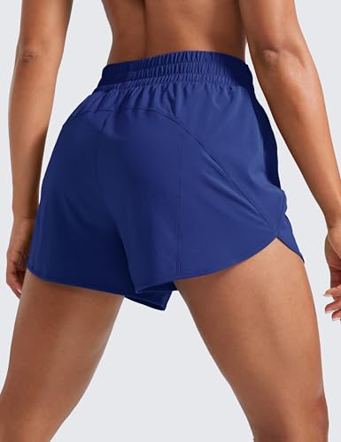 Image of CRZ YOGA Dolphin Athletic Shorts 3 inch | High Waisted, Mesh Liner, Quick Dry, Lightweight, A Zip Pocket, for Women