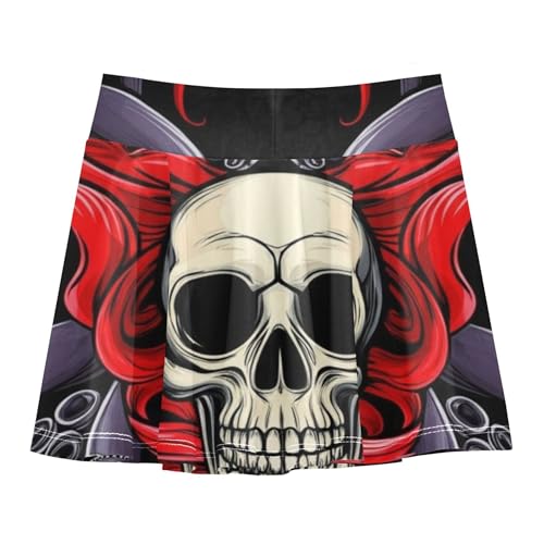 Joisal Personalized Athletic Shorts Girls Skorts Toddlers Tennis Skirts School Funny Skull Red Purple 4t2