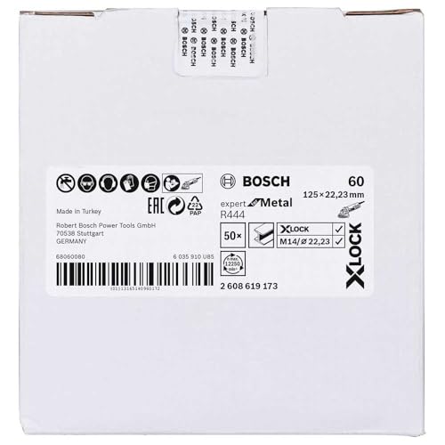 Bosch Accessories 2608619173 Disques Abrasifs sur Fibres Expert for Metal (pour les Métaux, X-LOCK, R444, Ø 125 mm, Grain 60, Alésage : 22,23 mm) – vue 3