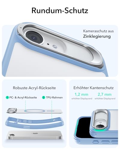 ESR Classic Hybrid für iPhone 17e/16e Hülle mit Flex-Ständer, Matt Hellblau – Ansicht 3