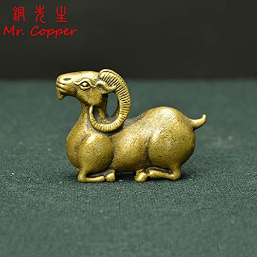 Bronze hoat solid mouton ornement - Accessoire de bureau en laiton rétro - 4