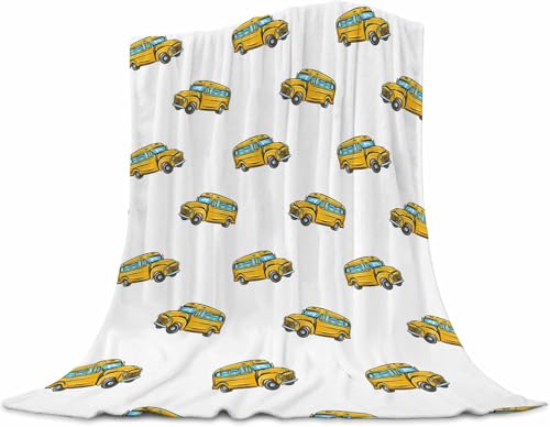 Image of School Bus Blanket - Fluffy Flannel Throw Blanket for Baby, Kids, Nursery, Toddler, Soft Plush & Warm Cozy Fleece, Breathable for Couch, Bed, Sofa, Home Decor, 30 inchx40 inch