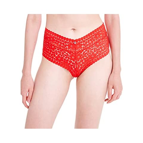 UCA Lingerie Sexy Lace Panties, Red Lace Boyshorts Underwear for Women(M,Red Glow) Cover