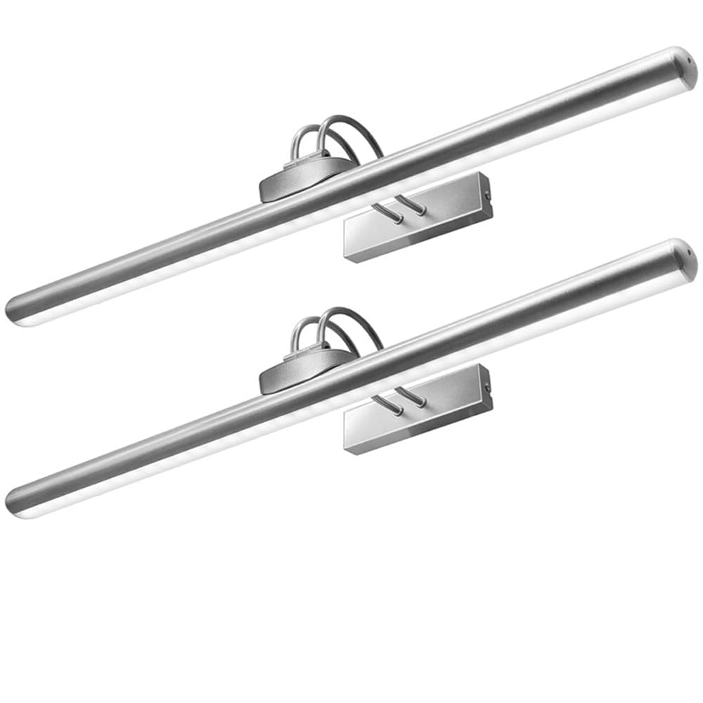 LED Bildbeleuchtung Kabellos Innen, Aufgeladenes Akku-Kunstleuchten mit Fernbedienung, Dimmbare Magnet Touch Lichtleiste Wandlampe, Bildbelicht für Schreibtisch Wand Spiegel, (Nickel 2 Stück)