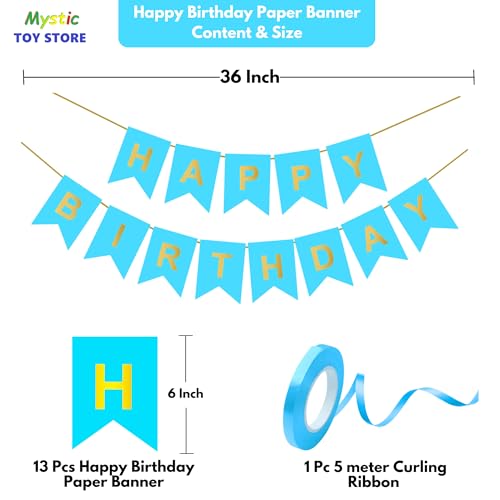Image of 1st Sky Blue Happy Birthday Decoration Kit for 1 year Old Boys Girls Baby with Number One Party Decorations Decor Celebration Items Item Set Combo Reusable Paper Banner