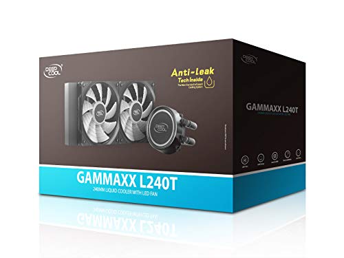 DEEP COOL GAMMAXX L240T Raffreddatore di Liquido AIO Blu, LED Blu su waterblock e Ventola, Tecnologia Anti-perdite all'Interno, Compatibile AM4, Garanzia di 3 Anni