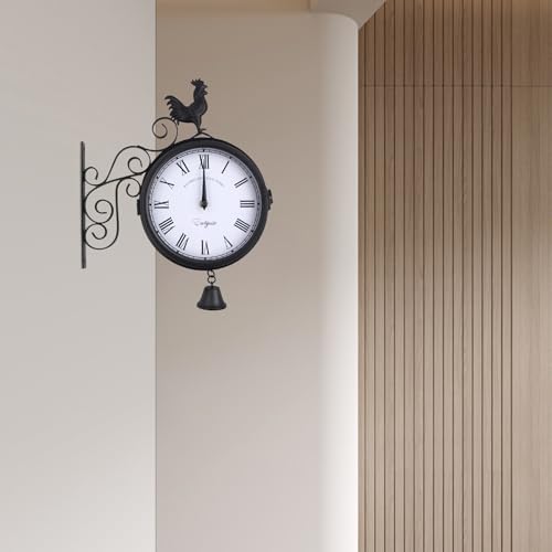 Horloge murale rétro double face sans tic-tac pour éliminer le bruit dans le salon - 8