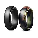 Cosowe Silicone Wedding Ring for Men, Mens Rubber Silicone Wedding Bands - 5 Pack / 2 Pack (2 Pack (Gray, Camo), 10.5-11(20.6mm))