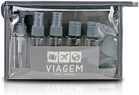 Kit de Frascos para Viagem 10 peças Jacki Design Cinza