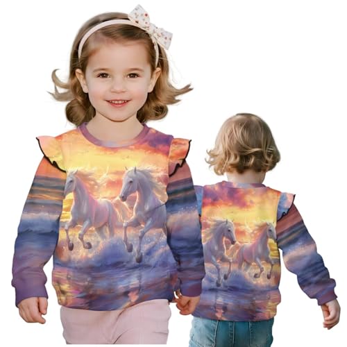 Girls Ruffle Sweatshirts for Teen Girl Versatile Kids For Girls Long Sleeve Sweatshirt Crewneck Sweatshirt 1-8