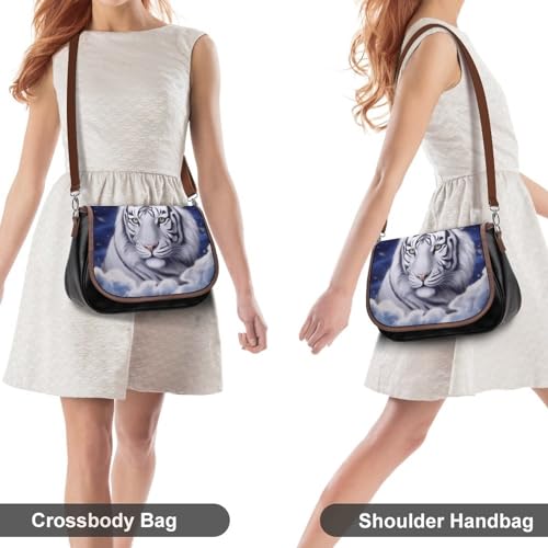 Blue Moon Tiger Crossbody Shoulder Messenger Women Bag Pu Leather Office Work Business for Handbag Crossbody Bag4
