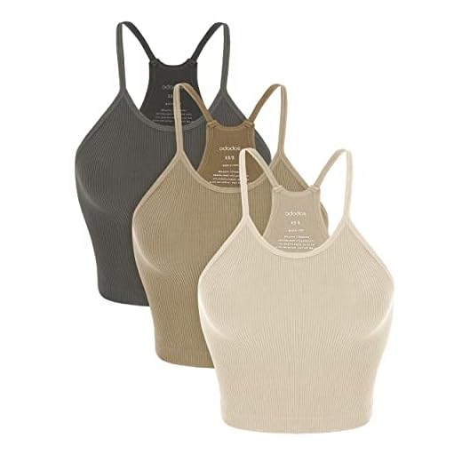 ODODOS Women's Rib-Knit Camisole Crop Tops