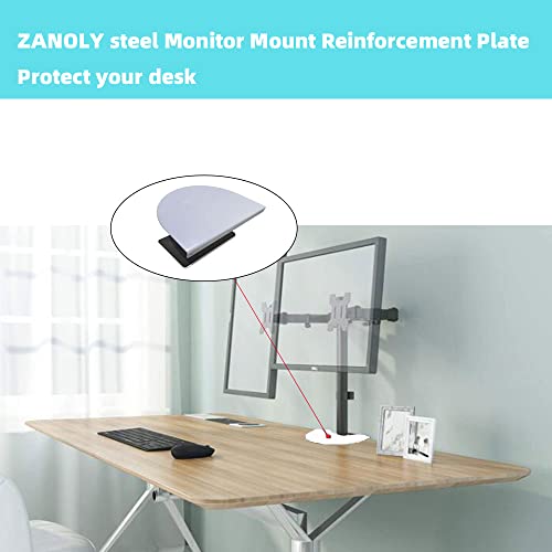 Zanoly Piastra Di Rinforzo Per Monitor In Acciaio Per Tavolo Fragile, Si Adatta Alla Maggior Parte Dei Supporti Per Monitor Con Morsetti A C (Bianco) - 4
