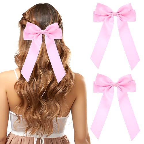 2 lazos de satén sedoso para el cabello