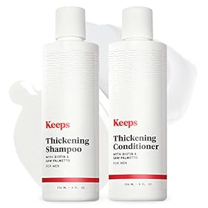 Keeps Hair Loss Shampoo & Conditioner Set For Men – Mens Hair Care for Fuller, Thicker Looking Hair – Thinning & Hair Growth Product – DHT Blocker – Infused with Biotin, Caffeine & Saw Palmetto – 8 oz