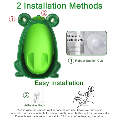 AOMOMO Toddler Urinal for Boys, Frog Potty Training Toilet with Spinning Target, Ages 1-6 (Green)