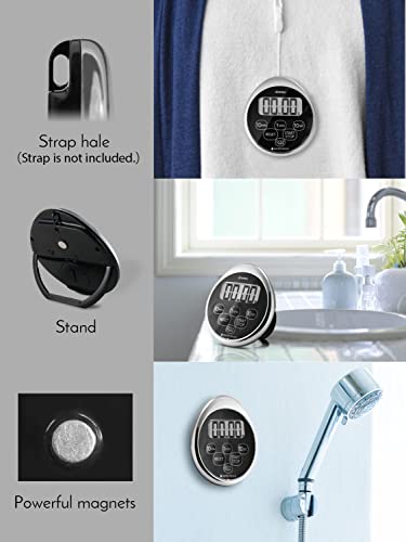 Dretec Digital Timer Water Proof Shower Timer Shower Clock Bathroom Kitchen Timer Magnetic Backing Silver Black Officially Tested In Japan (1Starter Lithium Battery Included) #TOP5