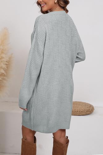 Image of Cakulo Womens Checkered Sweater Dress Oversized Fall Winter Fashion Long Pullover Sweaters Casual Loose Knit Dresses 2025