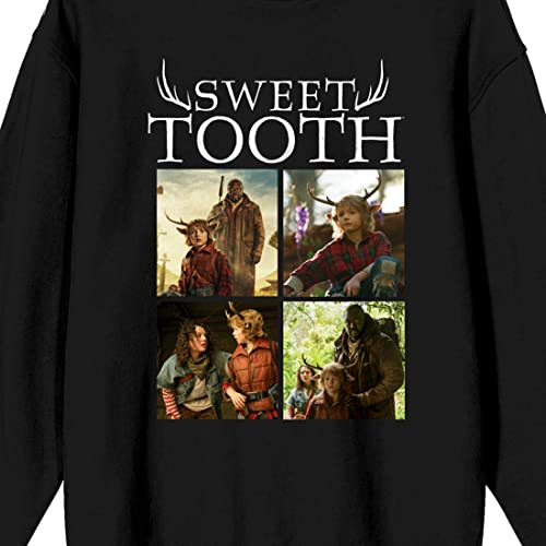 Bioworld Sweet Tooth Four Square Collage Crew Neck Long Sleeve Black Adult Sweatshirt2