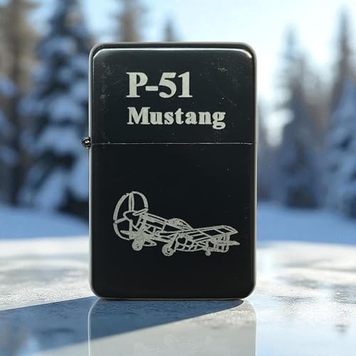 Encendedor con diseño P-51 Mustang Avión negro miniatura 6