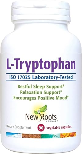 New Roots Herbal - L-Tryptophan 220mg 90 Capsules, 90-Day Supply - Essential Amino Acid Supplement for Restful Nights & Calmness, Non-GMO, Gluten-Free, No Artificial Preservatives & Support Relaxation
