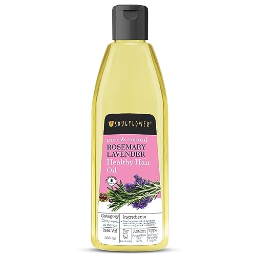 Soulflower Rosemary Lavender Hair Oil for Healthy Hair, Scalp, Hair Roots - 100% Pure & Natural Undiluted Coldpressed Oil, 225ml