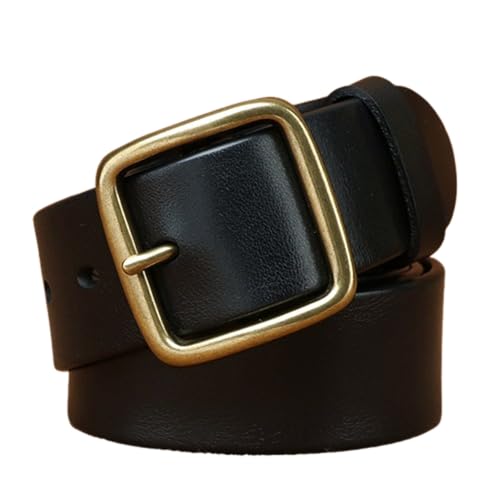 Ceinture en cuir de vachette véritable et boucle en laiton massif pour homme et femme