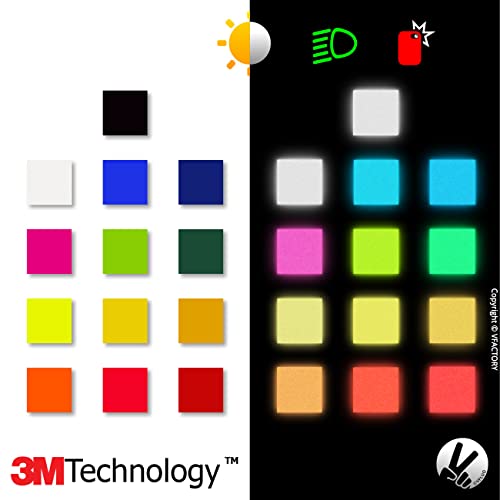 Vfluo - Reflective Sticker Sheet For Bike, Motorcycle, Scooter, Helmets, Stroller/Multi-Use - Diy Adhesive Board - 3M Technology - High Visibility - Discreet - Optimised Adhesion #TOP2