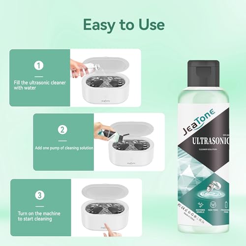 Image of Ultrasonic Jewelry Cleaner, 4oz Jewelry Cleaner Solution for Rings | Remove Odors Discoloration & Stains, Mint Eco Gentle Formula, High Yield Dilution, Safe On Diamonds, Gold, Silver, Green