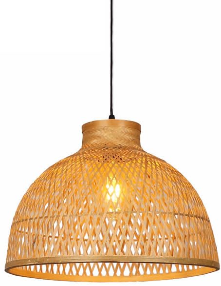Lámpara de techo de madera clara y ratán premium H3TF5J