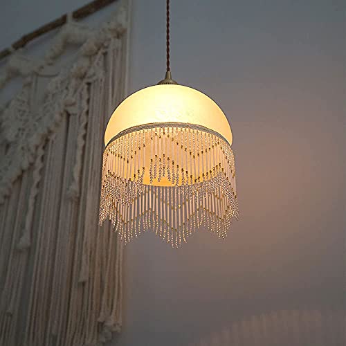 Iluminación colgante de cristal con borla para techos altos 5