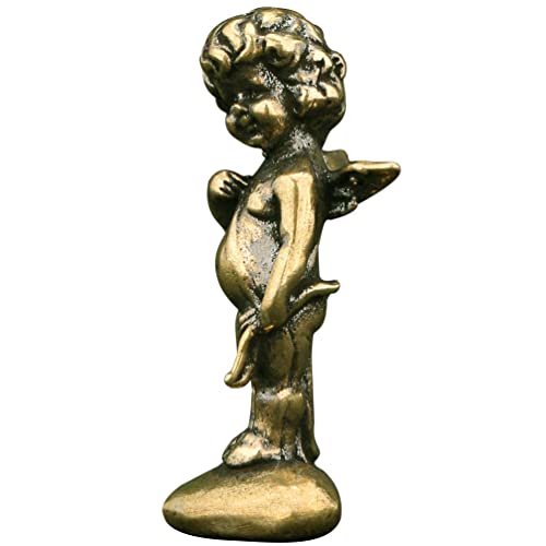 Beavorty Mini Brass Cupid Ornament - Antique Bronze Cherub Statue