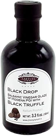 Tartufi Jimmy Black Drop Balsamic Vinegar Glaze of Modena PGI with Black Truffle | Slight Sweet and Sour Aftertaste, Vegan | Net Wt. 100ml/ 3.3 fl oz