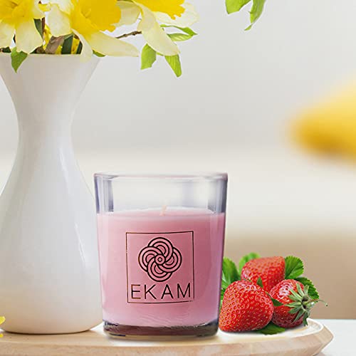 Image of EKAM Strawberry Scented Votive Candle - 40 Grams Each - 10 Hours Burn Time - Ideal for Diwali, Home Decor & Gifting
