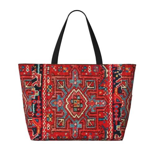 Persian Rug Design Beach Bag Women Tote Bag Pool Bag With Zipper For Gym Grocery Travel With Wet Pocket2