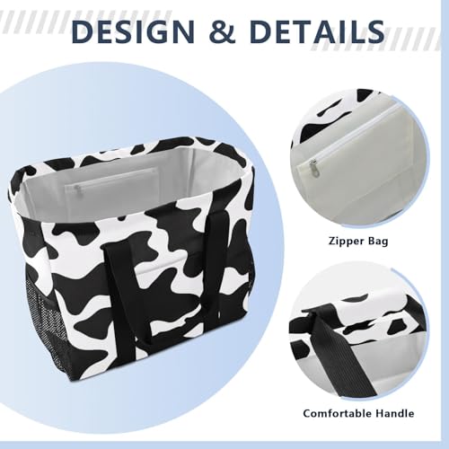Cow Style Black White Large Beach Bag Waterproof Beach Tote Bags for Women Travel Gym Pool4