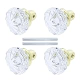 AKRILANE Mortise Glass Door Knobs Antique Crystal Vintage Style Knob Set with Spindle Antique Doorknobs for Interior Doors - Brass