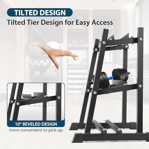 Image of Dumbbell Rack, Bongkim Dumbbell Set with Rack Stand, Dumbbells Weights Rack for Home Gym, Weight Rack for Dumbbells, Kettlebells, and Weight Plates 1100LBS