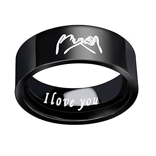 COLORFUL BLING Pinky Promise Couple Rings Stainless Steel Polish I Love You Engagement Wedding Ring Band for Friendship Lovers Valentines Wedding Jewelry2