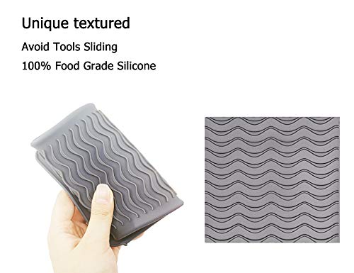 Heat Resistant Silicone Mat Pouch For Curling Iron Hair Straightener Flat Iron And Hair Styling Tool 12"X 6", Gray #TOP4