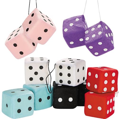 Soft Plush Hanging Dice One Dozen Pair - Bulk by Fun Express,Assorted Colors