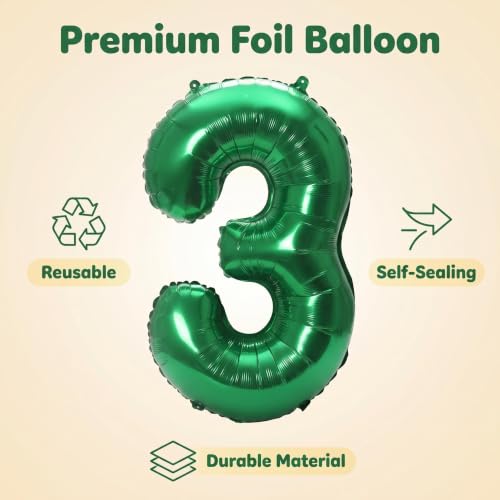 Image of YPSelected 32 Inch Large Foil Helium Number Balloon Birthday Wedding Party 0-9 (Green, 3)