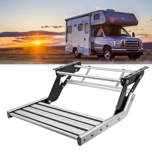 RV Step With Rug, Foldable RV Camper Stair, Thickened Steel