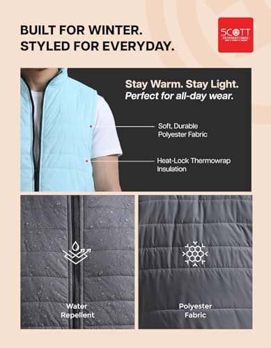 Image of Scott International Winter Puffer Jacket | Sleeveless Water Repellent Quilted Padded | Lightweight Winter Wear | Mens Jacket | Men's Polyester Sleeveless with Pocket | Jackets for Men Stylish