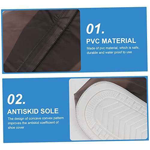 Kisangel 2 pares cubre zapatos impermeables de PVC con tubo alto, diseño antideslizante y protector para adultos color café tamaño mediano miniatura 6