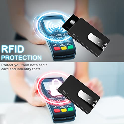 T-MFY Minimalist Magnetic Wallet for Men, Pop Up Credit Card Holder wallet with Money Clip, Aluminum Slim RFID Blocking Cash Magnet Phone Wallets3