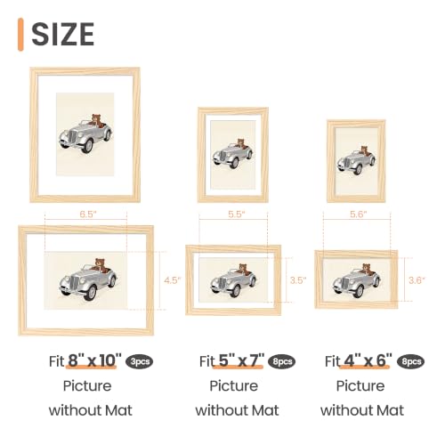 Image of upsimples Picture Frames set of 19, Including 8x10, 5x7, 4x6 Natural Frame | Multi Picture Frames Collage Wall Decor, Gallery Wall Frame Set, Gift For Christmas, Mothers' day, Wedding, Dorm, Living Room