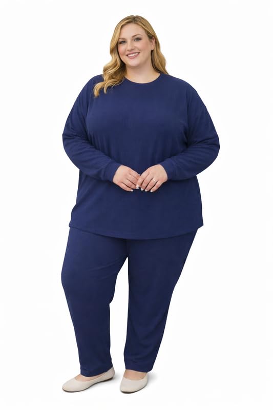 Women's Round Color Two-Piece Set | Long Sleeve Top & Wide Leg Pants Co-ord Set |and Big Size Casual Wear Co ord Set-image-9