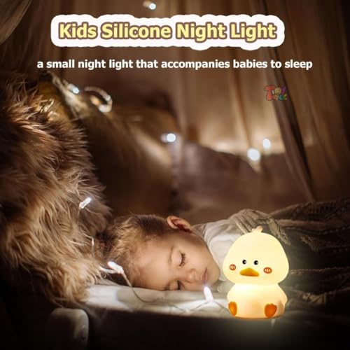 Image of TOYTONIC Silicone Duck Night Light for Kids - Rechargeable Touch Led Lamp | Color Changing, Soft Bedside Light | Cute Night Lamp for Bedroom, Babies, Gift, Nursery & Room Decor