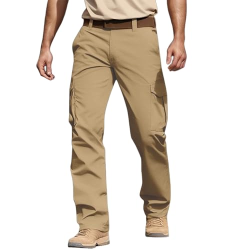Generisch Pantalones de compresión para hombre, de secado rápido, para correr, deporte, transpirables, para baloncesto, fitness, correr, caqui, L
